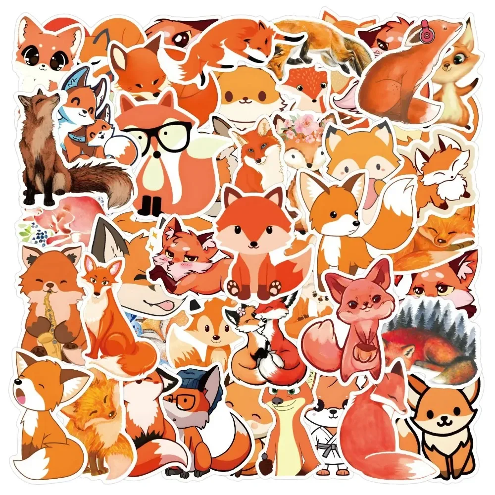 60Pcs Cunning Fox Cute Personality DIY Creative Graffiti Stickers Water Cup Suitcase Computer Skateboard Decal Wholesale