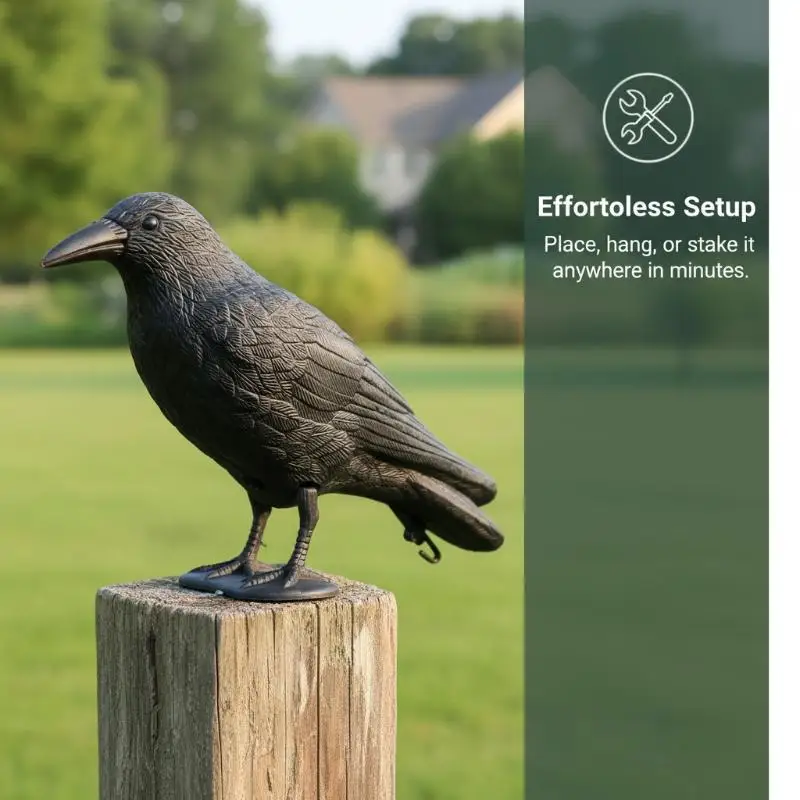 Outdoor Pigeon Control Black Raven Bird Scarer Realistic Crow for Garden Use