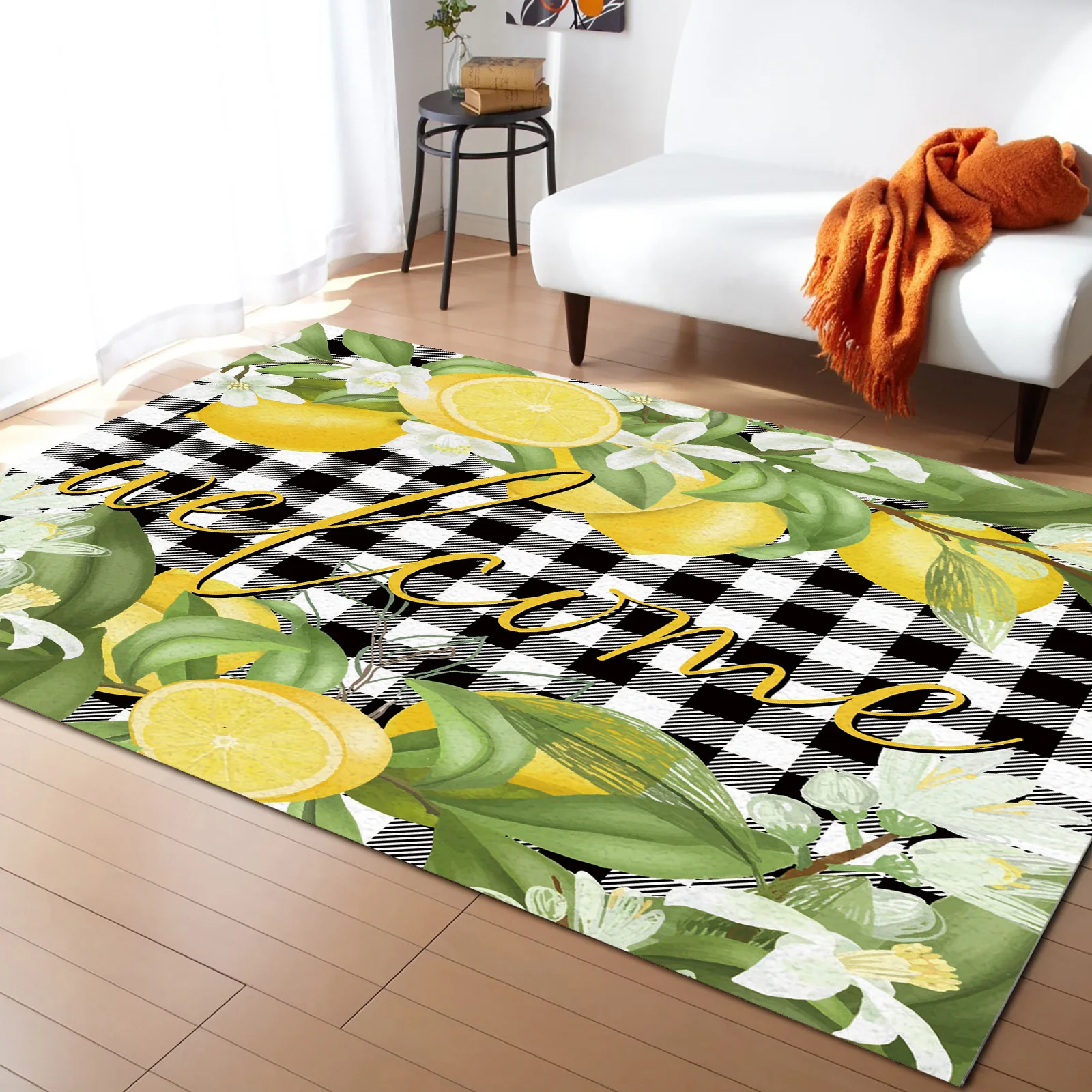 

Lemon Summer Fruit Leaves Living Room Carpet Coffee Table Floor Mat Study Bedroom Bedside Home Decoration Large Rug Floor Mat