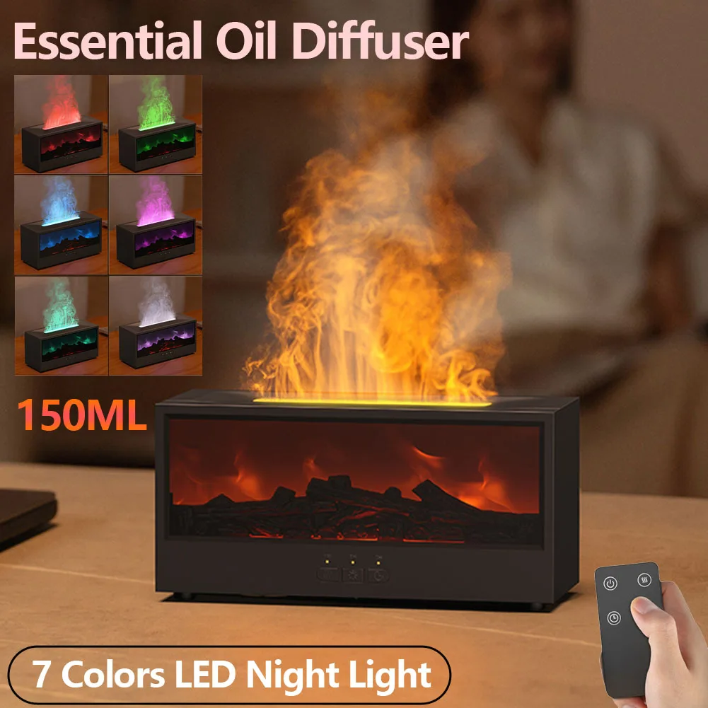 

Увлажнитель воздуха, диффузор эфирного масла, ароматический увлажнитель с пламенным каменем и 7-цветным ночником и дистанционным диффузором для ароматерапии