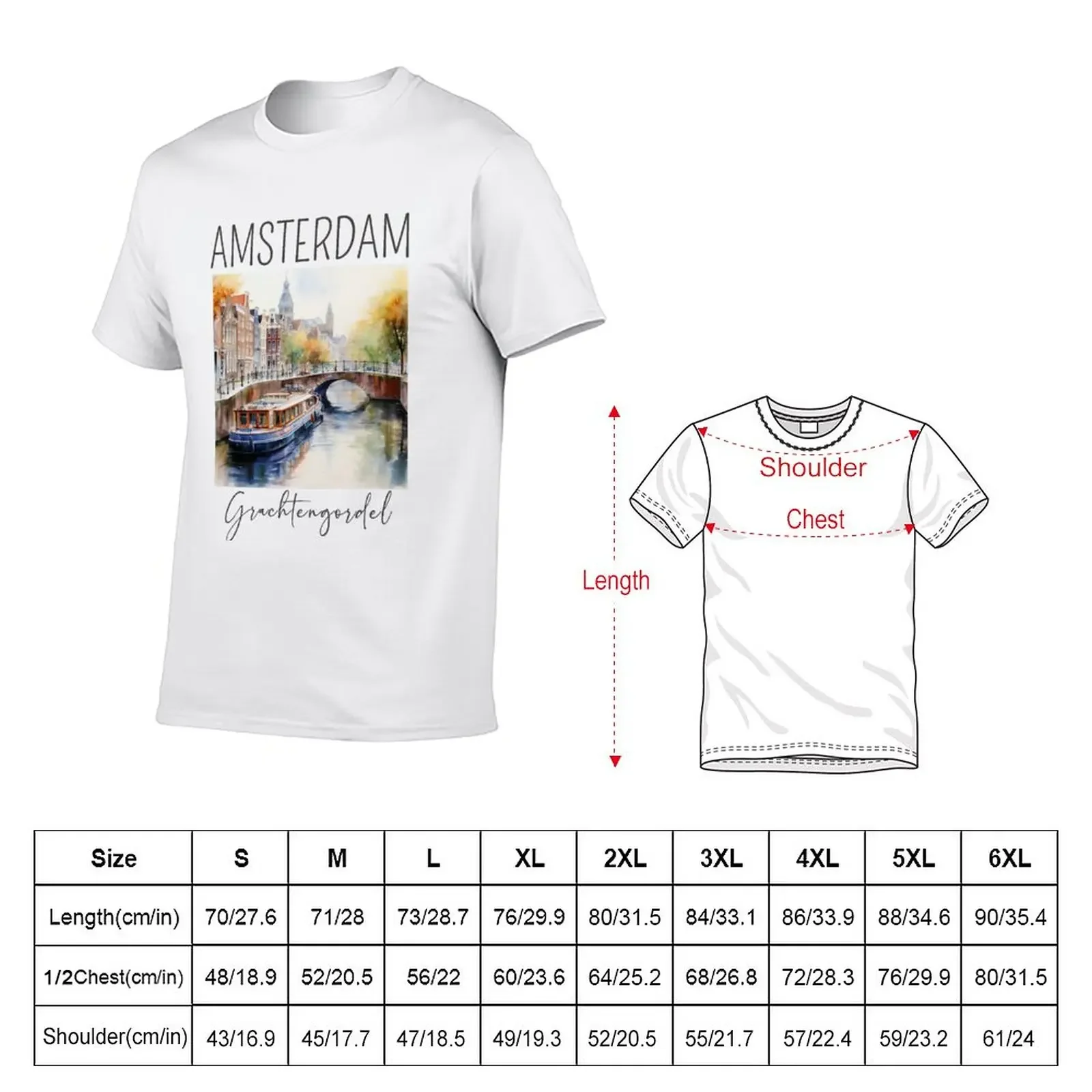 New A Watercolor Design of the Grachtengordel (Canal Ring) - Amsterdam - Netherlands T-Shirt