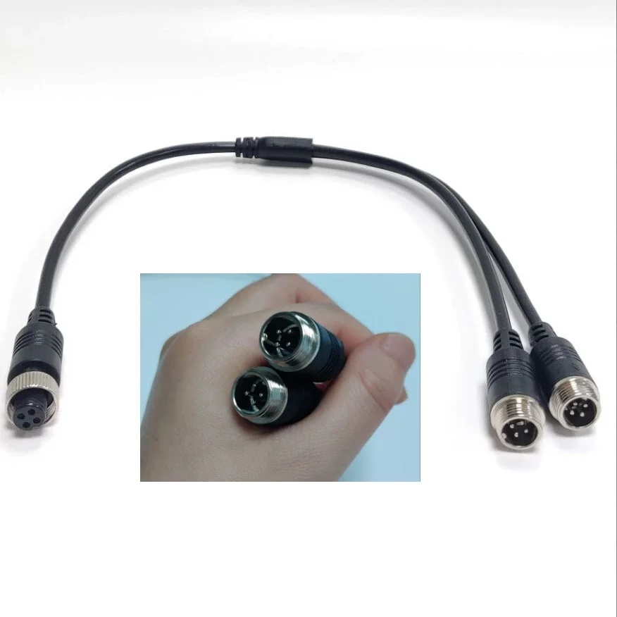 1Pcs 4 Types M12 4Pin Aviation Head to Aviation Head Male / Female Extension Y Splitter Cable Adapter for CCTV Camera Connector