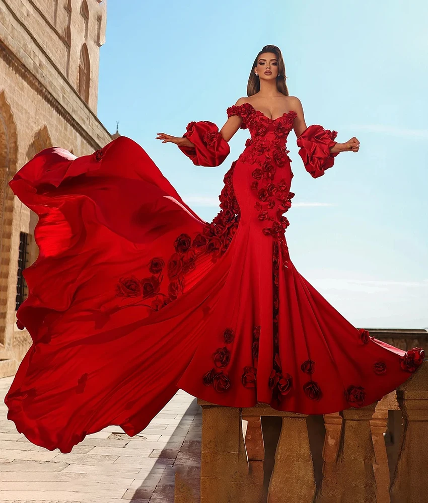 

Lzhk индивидуальное высококачественное атласное вечернее платье русалки со съемными рукавами и 3D цветами, нежное милое платье на заказ