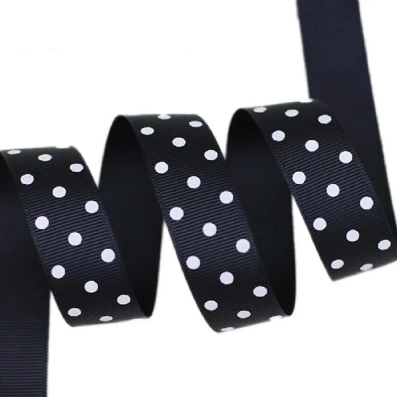 (10 Yards/roll) Cartoon Polka Dots Printed Grosgrain Ribbon DIY Headwear Party Decoration Wholesale Gift Wrap Ribbon(25/40mm)