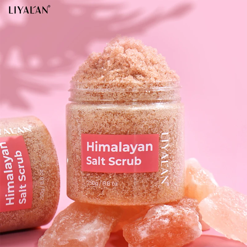 

LIYALAN Pink Himalayan Salt Body Scrub Bath Exfoliating Skin Whitening Brightening Refreshing Bodyscrub For Women Body Care 250g