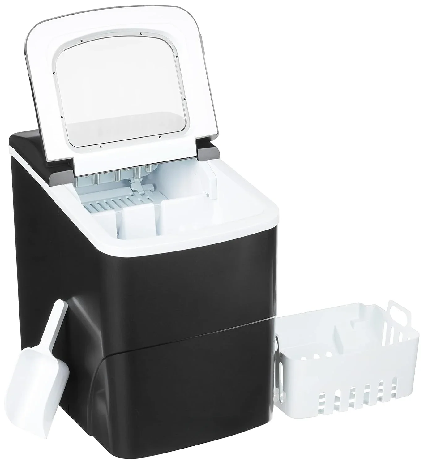 軽量カウンタートップ製氷機、お手入れが簡単、BPAフリー部品、大小の氷サイズの1秒あたりの制御、26ポンド