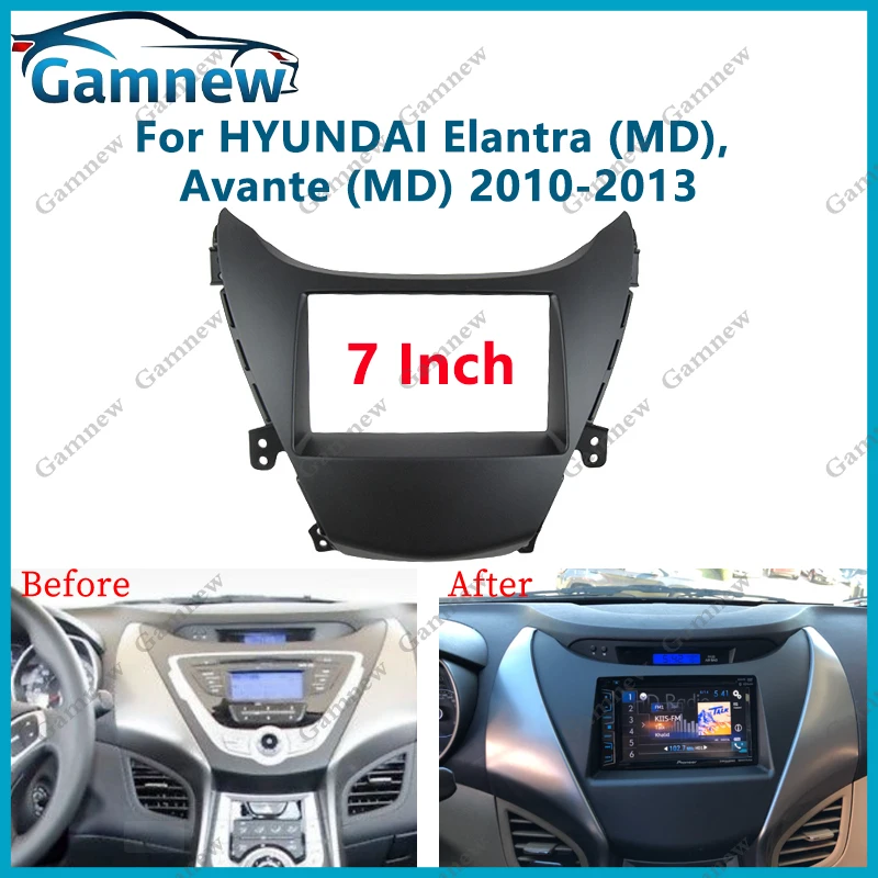 7 inch 2DIN Car Fascia Radio Panel For Hyundai  Elantra (MD) Avante (MD) 2010-2013 Frame Kit Install Facia Face Plate