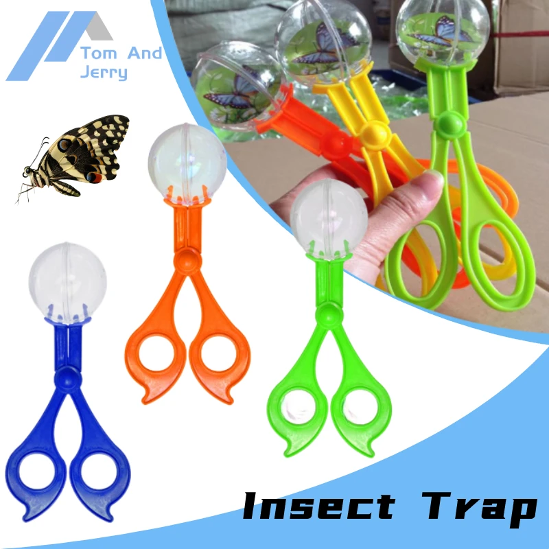 Portable Transparent Insect Catcher Scissor Indoor Outdoor Kids Fish Tank Bug Scooper Clamp Tong Tweezer Biology Study Supplies