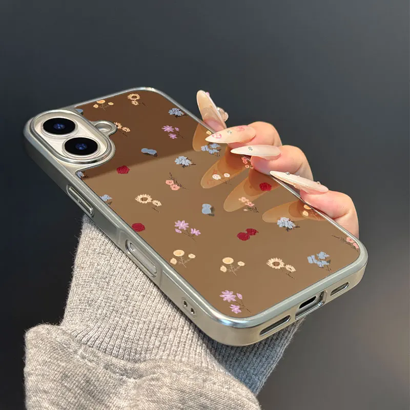 Ins الأزهار يطبع جراب هاتف آيفون 11/12/13/14/15/16/17 برو ماكس الهواء زائد الايبوكسي جراب هاتف بولي TPU مكافحة الإفلات