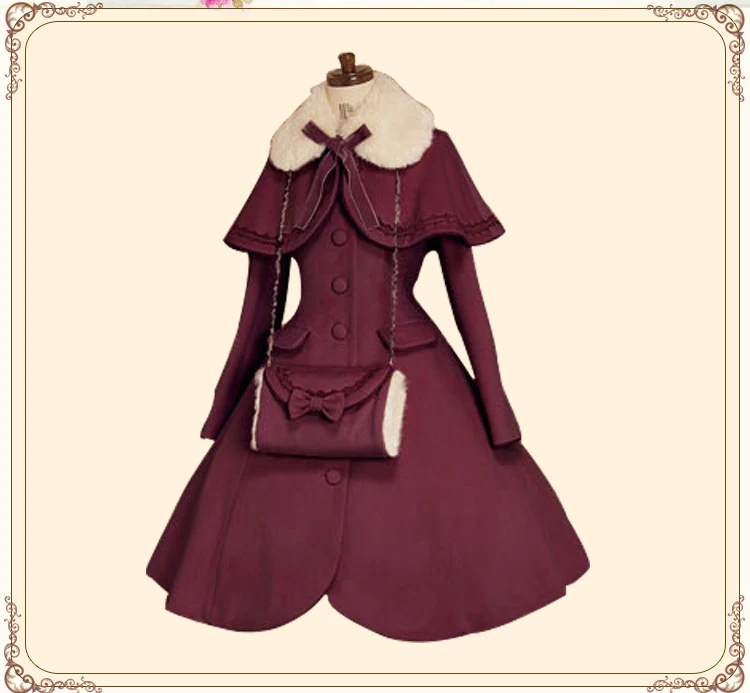 Custom retro princess dress autumn and winter ladies temperament lady fur collar shawl slim coatt