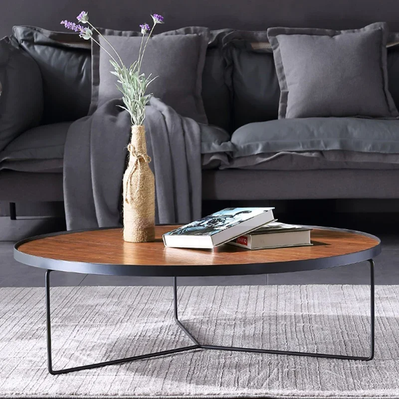 Three-piece Wooden Minimalist Coffee Table 3 In 1 Room Hall Sofa Side Small Service Table Round Mesa Plegable Home Furniture