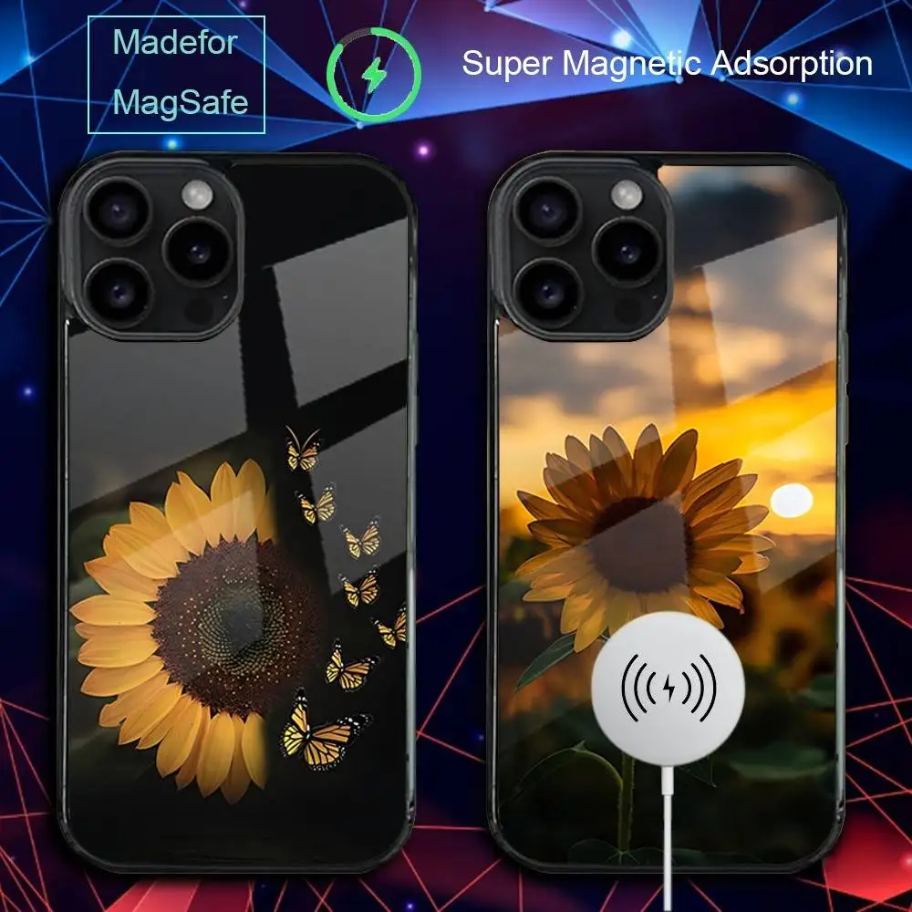 

Beautiful S-Sunflower Phone Case For iPhone 17,16,15,14,13,12,11,Pro,Max,Plus,Mini,SE4,E Magnetic Magsafe Wireless Charging
