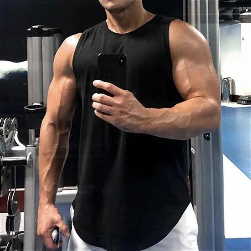 Plain Gym Fitness Muscle Bodybuilding Singlets Summer Mesh Breathable Quick Dry T-Shirts Mens Workout Sports Casual Tank Tops
