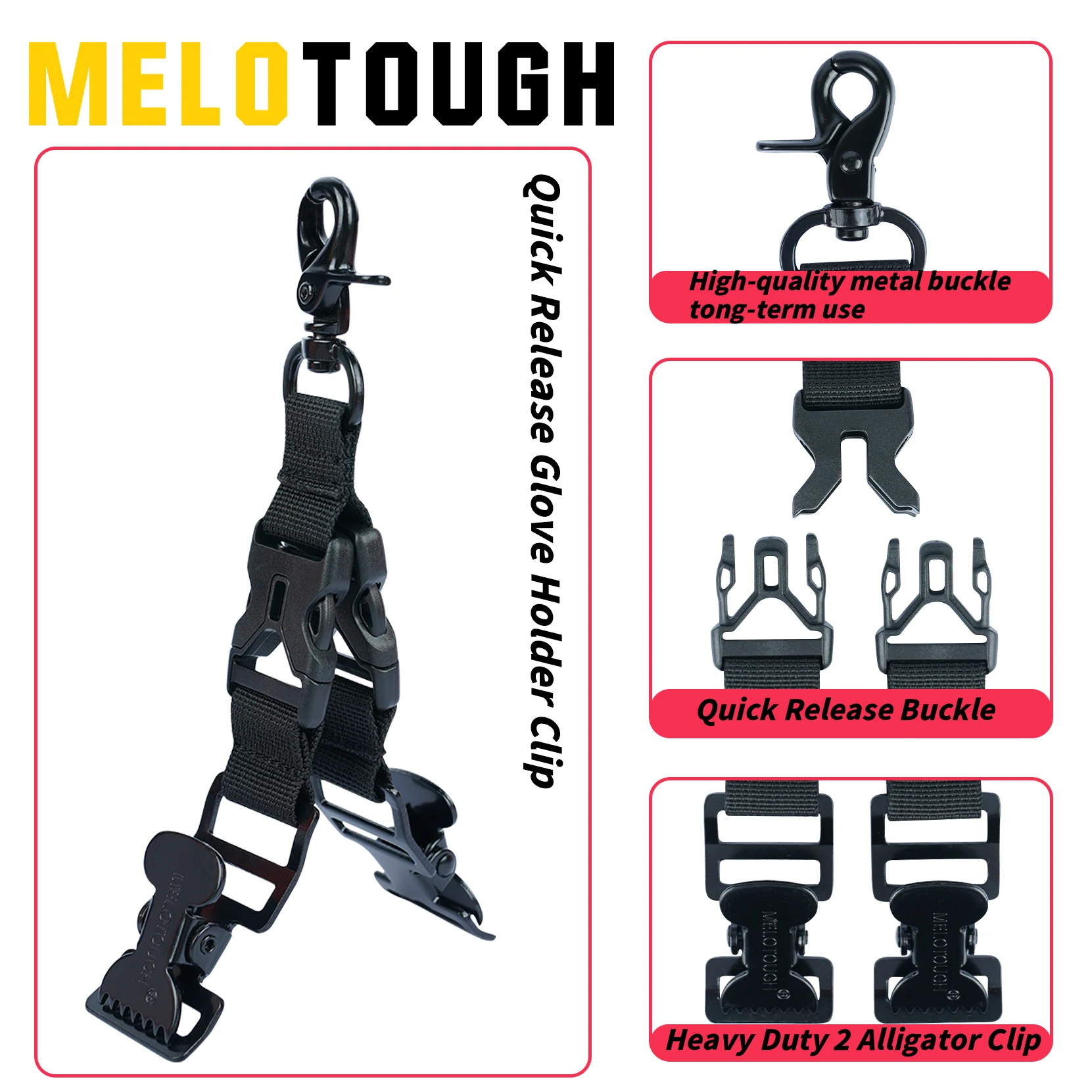 

MELOTOUGH Quick Relase держатель для перчаток зажим для рабочих перчаток ремешок для перчаток пожарных зажим типа «крокодил» держатель для перчаток