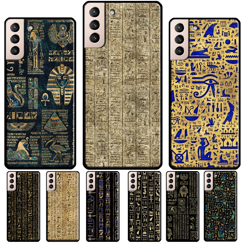 Ancient Egyptian Hieroglyphic Silicone Case For Samsung Galaxy S21 S20 FE S8 S9 S10 Plus Note 10 20 S22 S23 Ultra Coque