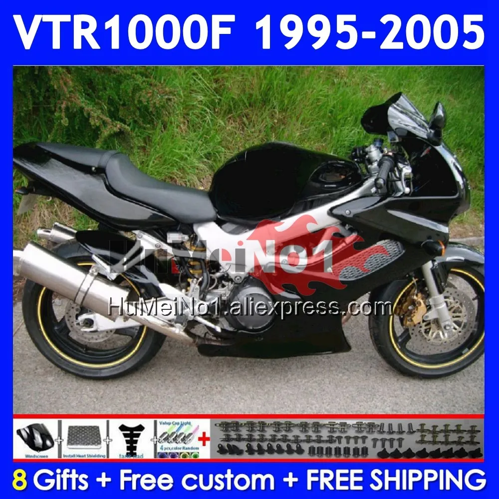 Glossy Black SuperHawk For HONDA VTR1000F VTR1000 67No.0 VTR 1000 F 1000F 1995 1996 1997 1998 1999 2000 01 02 03 04 05 Fairing