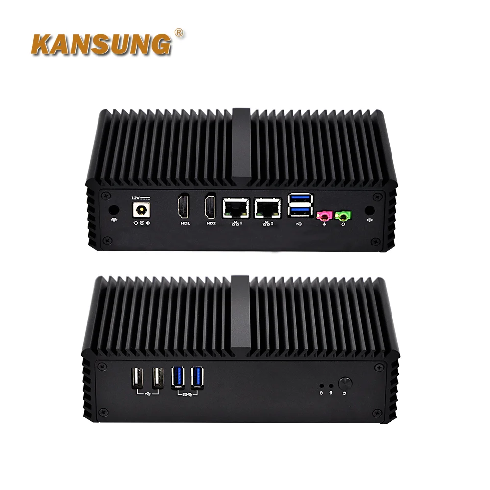 KANSUNG Ultra Low Power Ubuntu Dual Core i7 4500U Barebone Thin Client Windows Fanless Mini Computer Server Desktops PC 12V