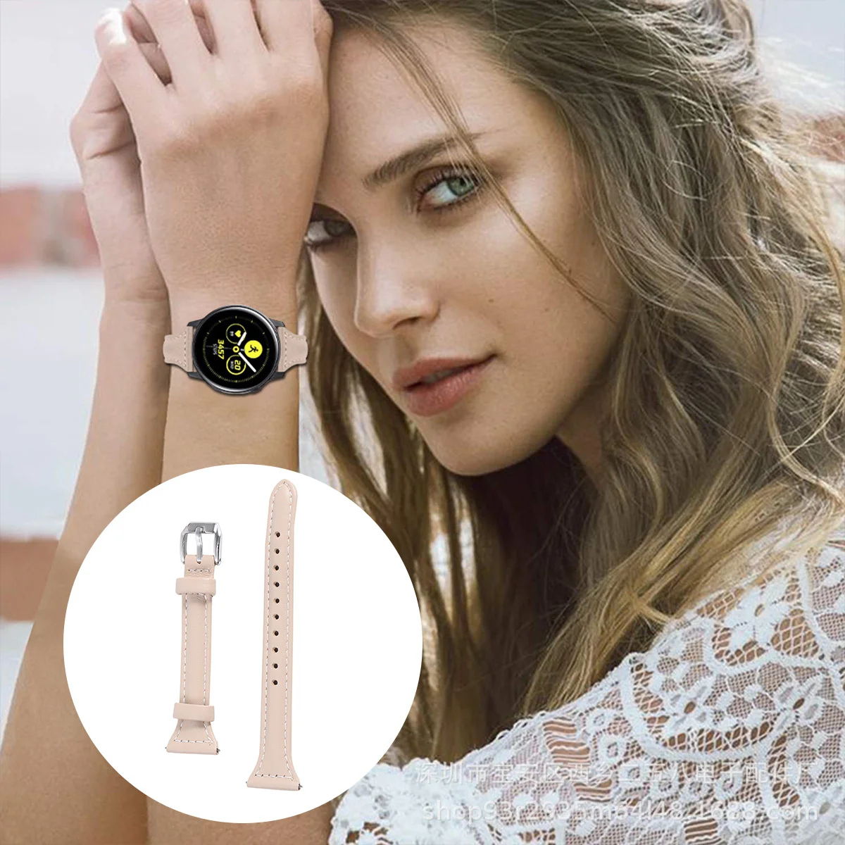 Correa de reloj premium albaricoque compatible con correas de reloj Galaxy, correa de repuesto, regalo cómodo y elegante para él y ella