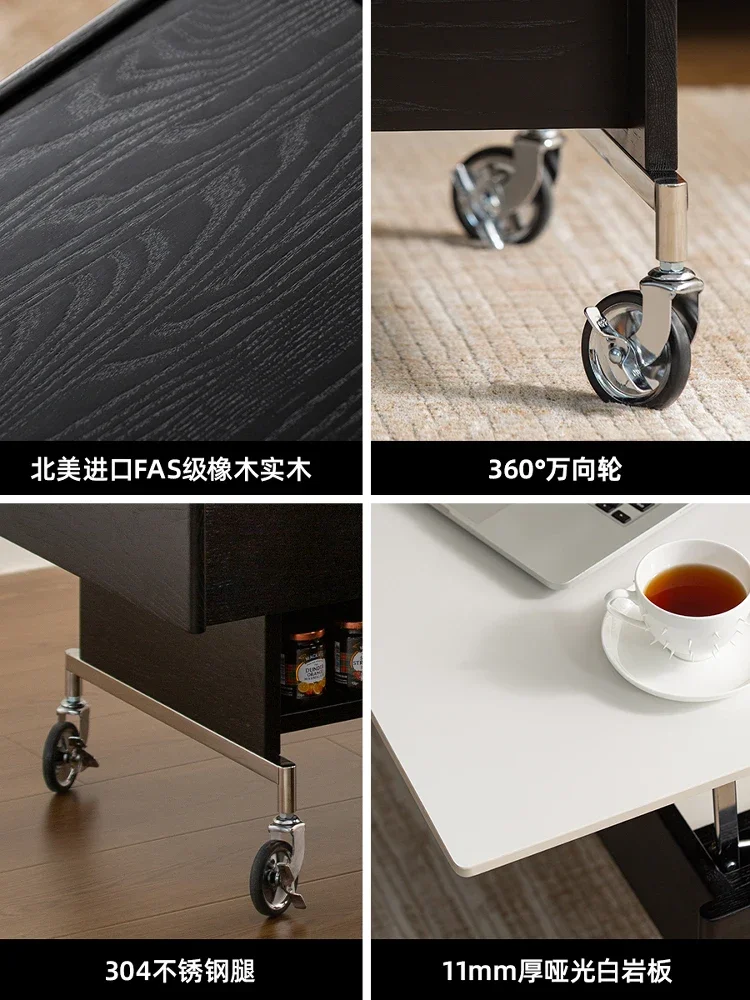 Desktop liftable movable sofa coffee table medieval Bauhaus solid wood tea table light luxury high sense