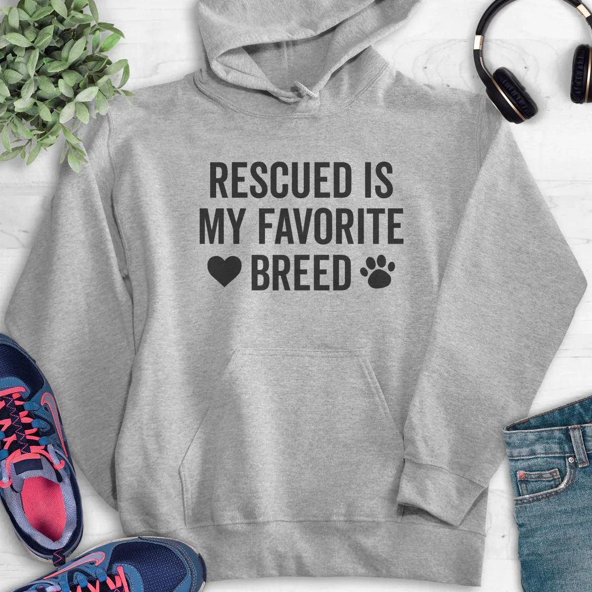 

Rescued Is My Favorite Breed Hoodie Men's and Women's Long Sleeve Hooded Sweatshirt Pullover Sportswear Men Clothing Streetwear