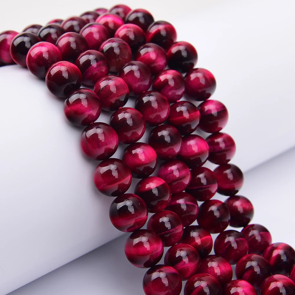 APDGG Natural 16mm Fuchsia Tiger Eye Stone Round Loose Beads Strands 15.5
