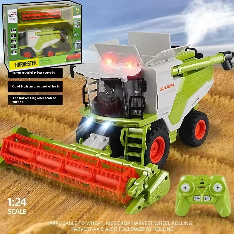 Rc Farmer'S Car 1:24 Wheat Harvester Combination Multi-Feature Lights 6608 Wheat 6612 Corn Crop Harvester Kids Xmas Toy Gift