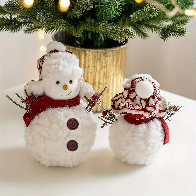 Christmas Decoration Snowman Doll Large Size Short Plush Printed Soft Plush Snowman Doll Christmas Tree Ornaments