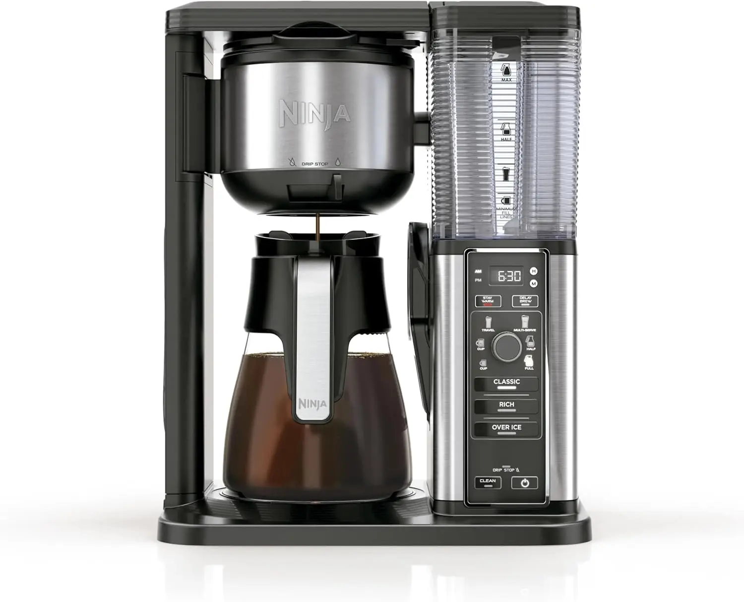 Ninja Hot & Iced Coffee Maker 10-Cup Coffee Maker with 3 Brew Styles for Ground Coffee, Built-in Water Reservoir & Glass Carafe