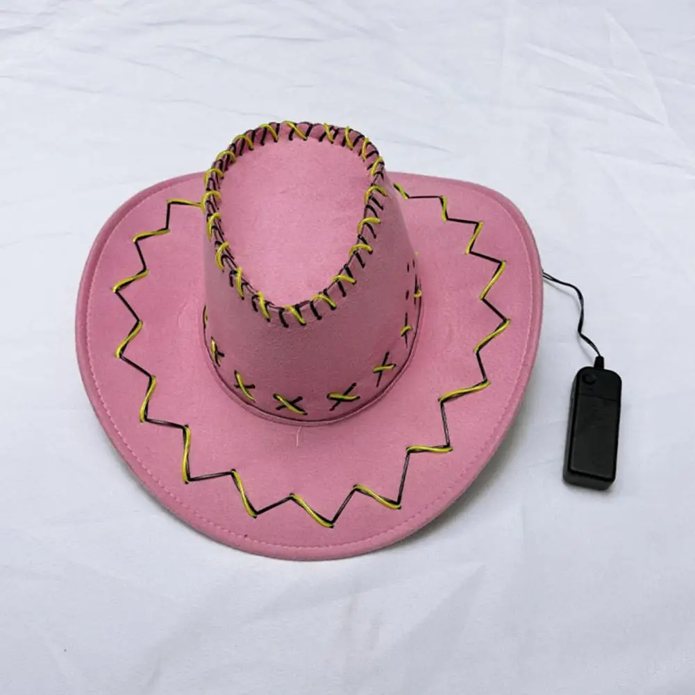 Party Hat Retro Western Style Led Cowboy Hat with Adjustable Flashing Controller for Nightclubs Parties Performances Flashing