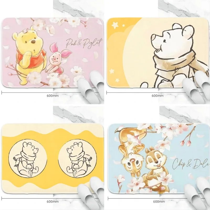 MINISO Disney Winnie The Pooh Bath Door Mat Household Toilet Water Absorbing Rug Decoration Diatom Mud Bathroom Entrance Carpet