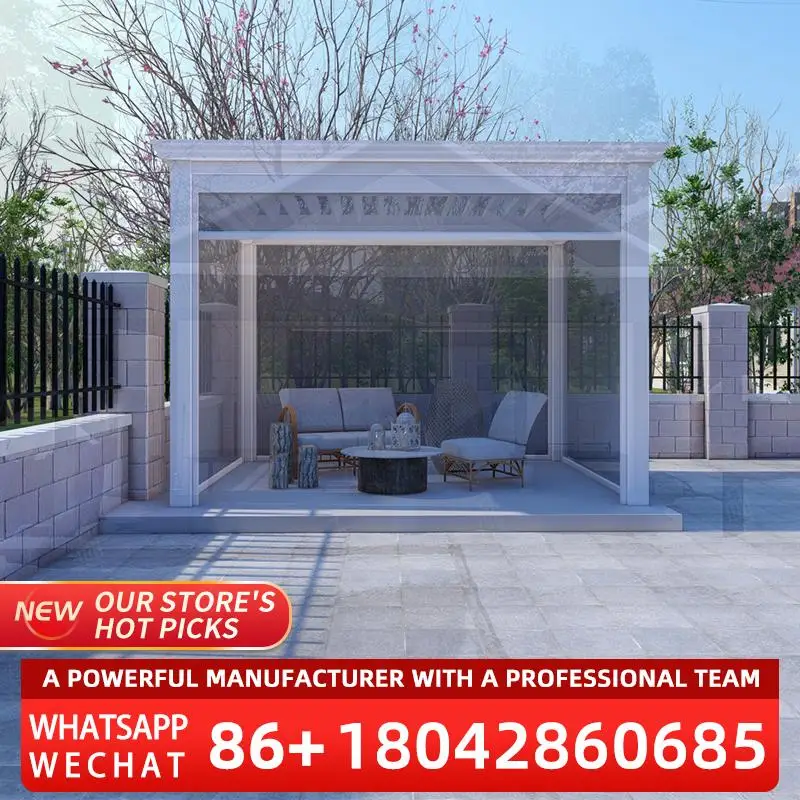 

Наружная алюминиевая водонепроницаемая жалюзи на крыше сада, биоклиматическая моторизованная беседка с электросистемой