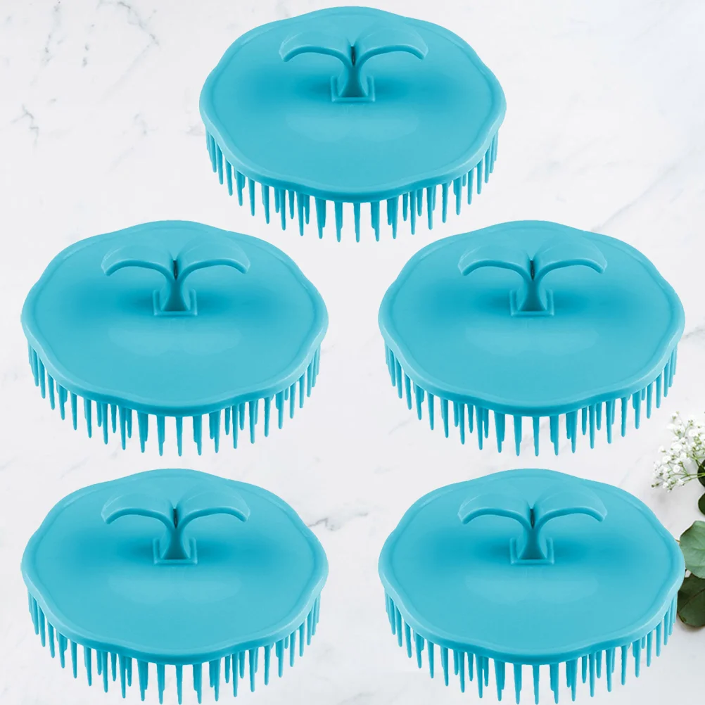 5 PCS Exfoliate Dandruff Shampoo Hair Scalp Comb Massager Scrubber Hairstyling Tool