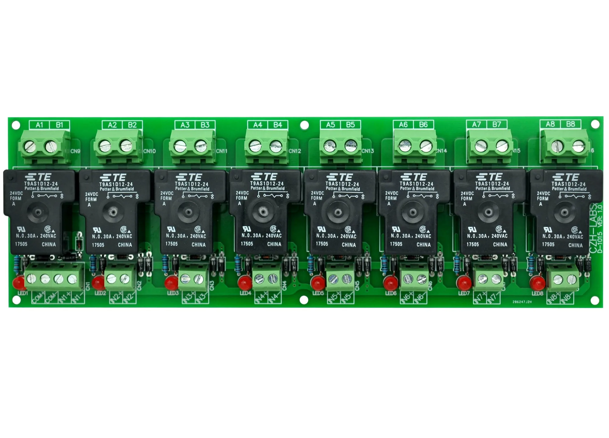 

CZH-Labs 24V Passive 8 SPST-NO 30Amp Power Relay Module Board.