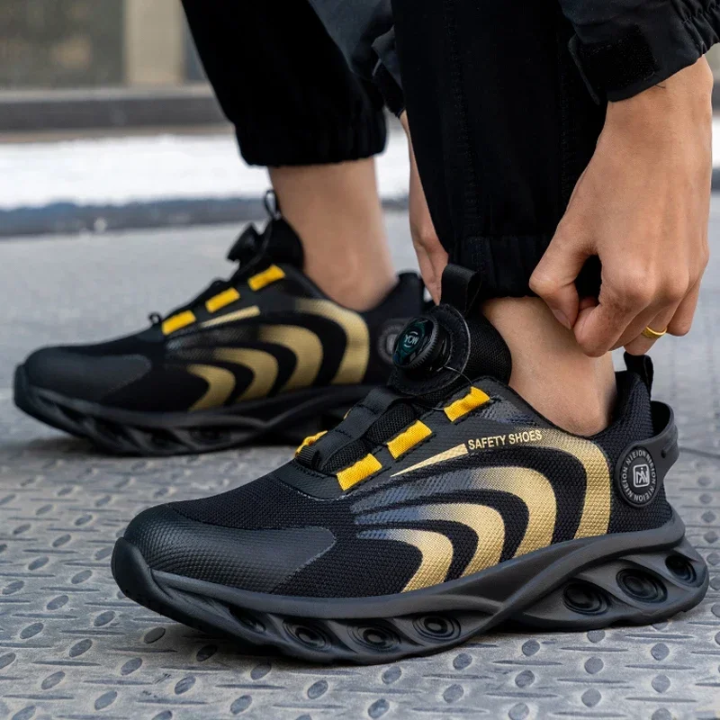 New Safetys Shoe Rotating Button Work Shoes Men Anti-smash Anti-puncture Shoes Fashion Men Sport Shoes Security Protective Boots