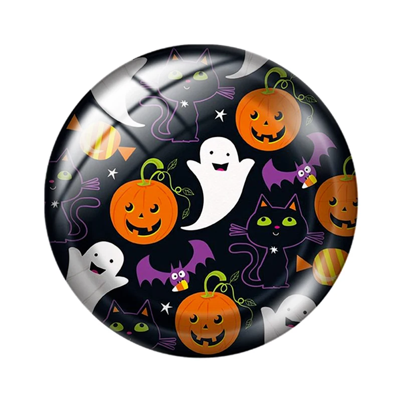 Halloween Ghost Hexe Kürbis 12mm/16mm/18mm/25mm rundes Foto Glas Cabochon flache Rückseite machen Ergebnisse