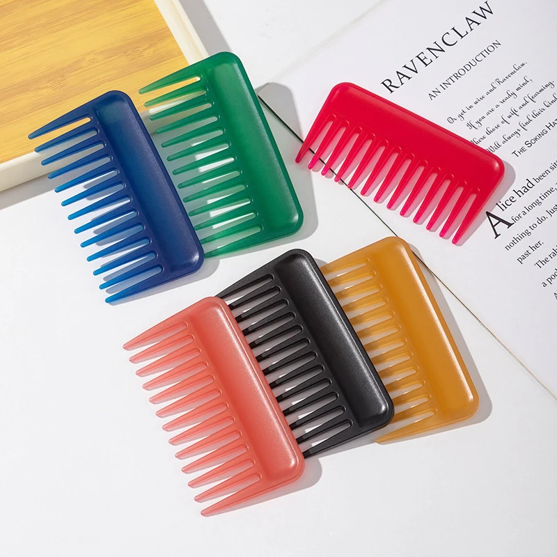 Big Teeth Heat-resistant Large Wide Tooth Comb Detangling Hairdressing Comb Multicolor Flat Comb Hair Salon Styling Tool