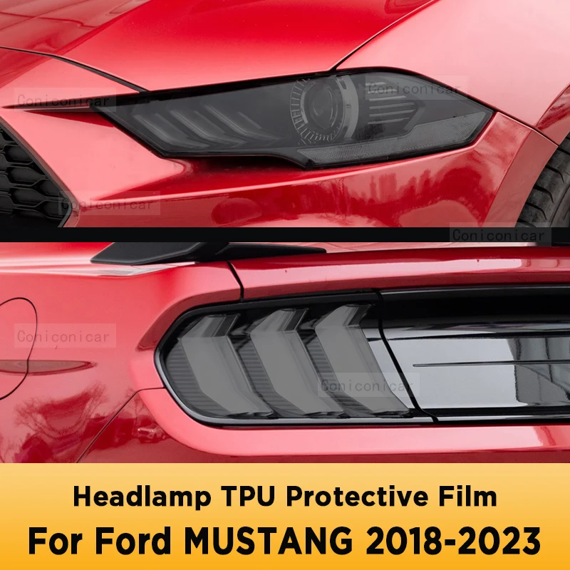 

For FORD MUSTANG 2018-2023 Car Exterior Headlight Anti-scratch Front Lamp Tint Cover TPU Protective Film Accessories Sticker