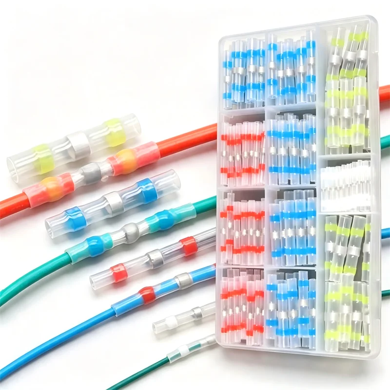 Boxed Solder Seal Wire Connectors Kit Heat Shrink Butt Terminals, Waterproof Insulated Electrical Wire Splice Connector