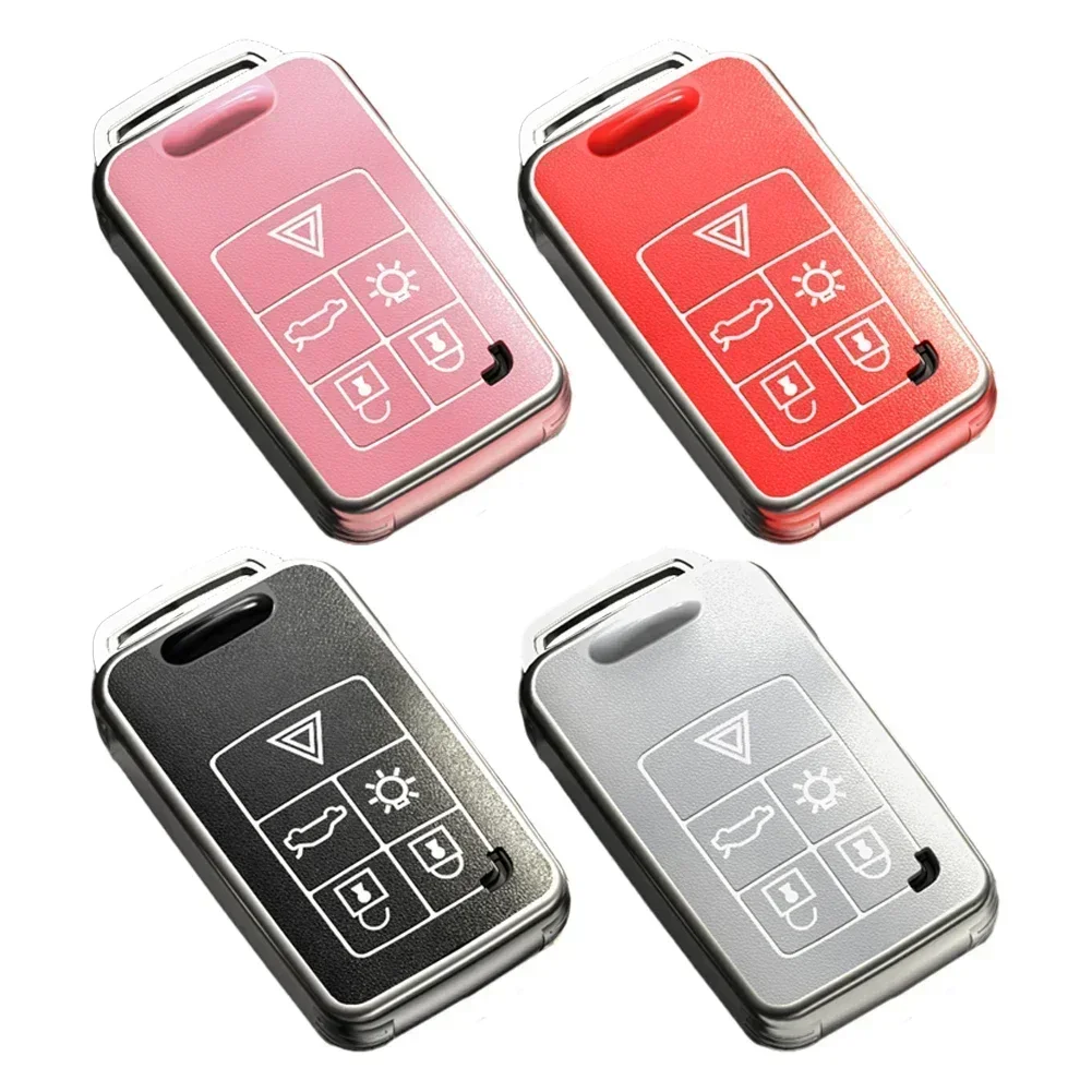 5 Buttons Case Cover For Volvo S60 S80 XC60 XC70 S60L S80L V40 XC90Stylish Full Coverage Leather Car Key Shell Accessories