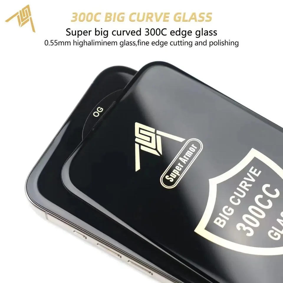 2 piezas de vidrio templado curvo de 300CC para iPhone 16 13 11 12 14 15 Pro Max, protector de pantalla antiestático ESD para iPhone 17 X XR XS 5