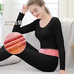 Ladies Thermal Underwear Set Body Shaper Winter Clothing Lingerie Set Long Johns O-Collar Bottoming Women Thermal Shirt Pant Set