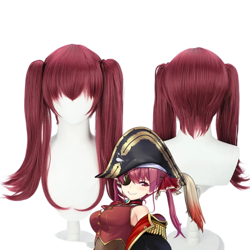 

Anime Hololive Houshou Marine Cosplay Wig Lolita Red Dual Horsetail Hairstyle Heat Resistant Synthetic Wigs Halloween Carnival