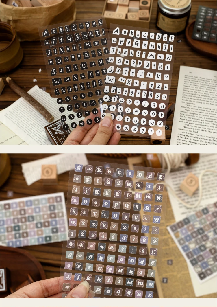 Journal GO Retro Buchstaben- und Zahlen-Aufkleber, Vintage Buchstabenblock-Aufkleber für Scrapbooking, Journaling und DIY-Bastelarbeiten – Detail 10
