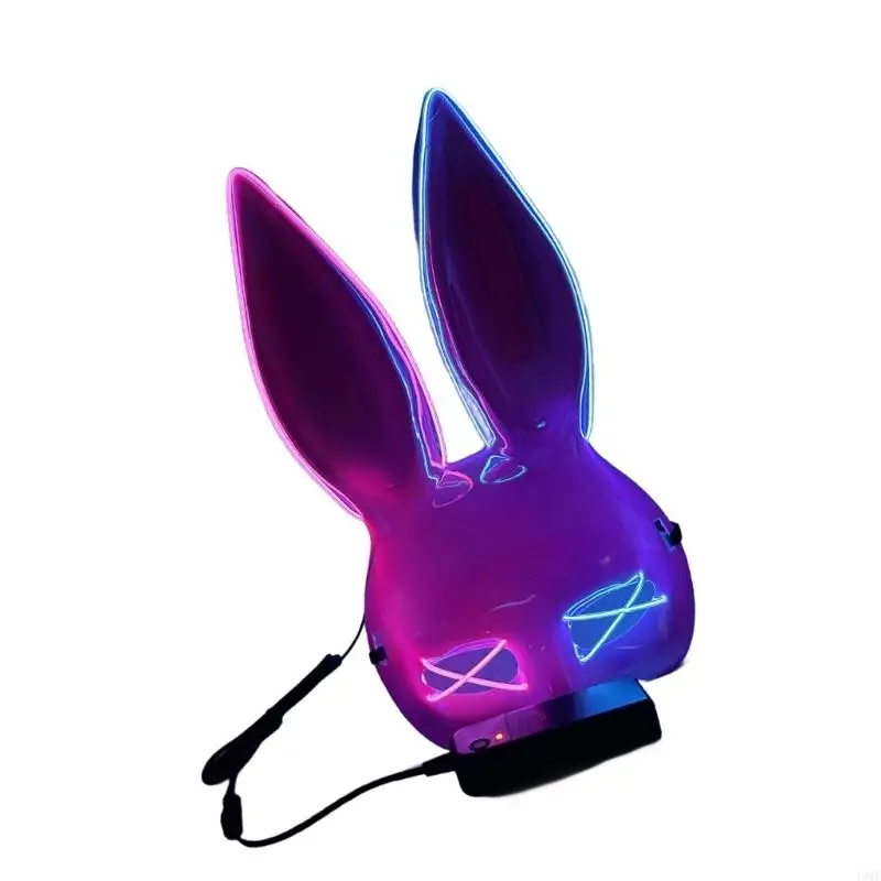 49MF Rabbits Half Face Mask Costume Accessories for Women Halloween Masquerade