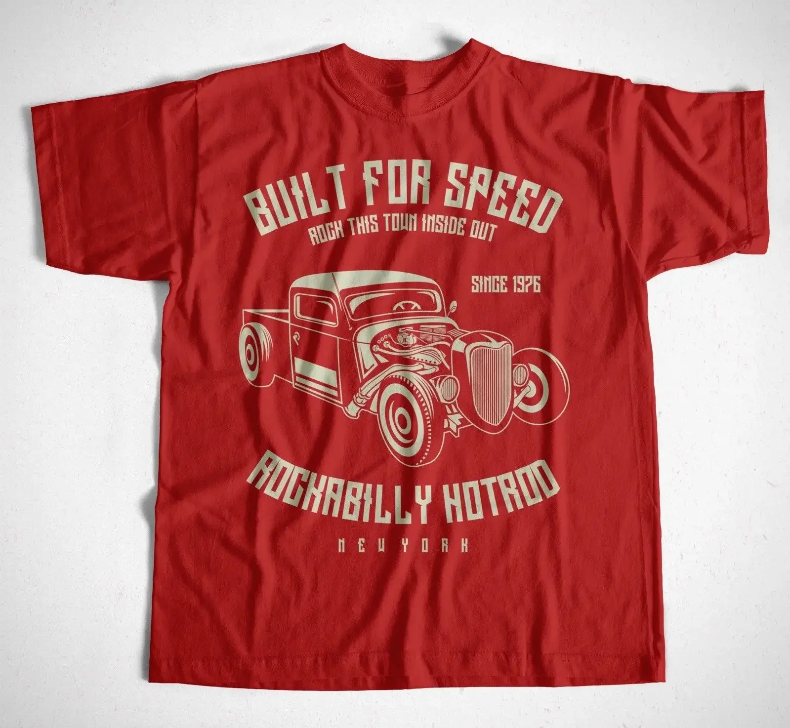 Newest Men'S Fashion  T-Shirt Built For Speed S-Xxl Oldtimer Rennfahrer Mechaniker V8 Hotrod Pickup Summer Style
