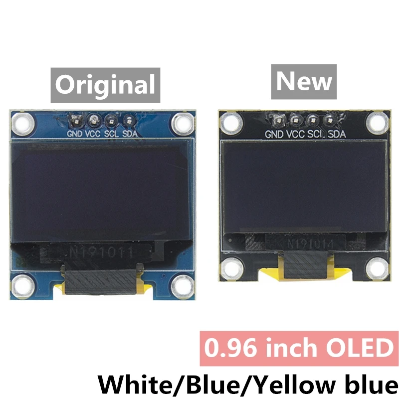 Módulo de pantalla OLED para arduino, placa de pantalla LCD de 0,96 pulgadas, serie IIC, 4 pines, Blanco/azul/amarillo, 128X64, 12864