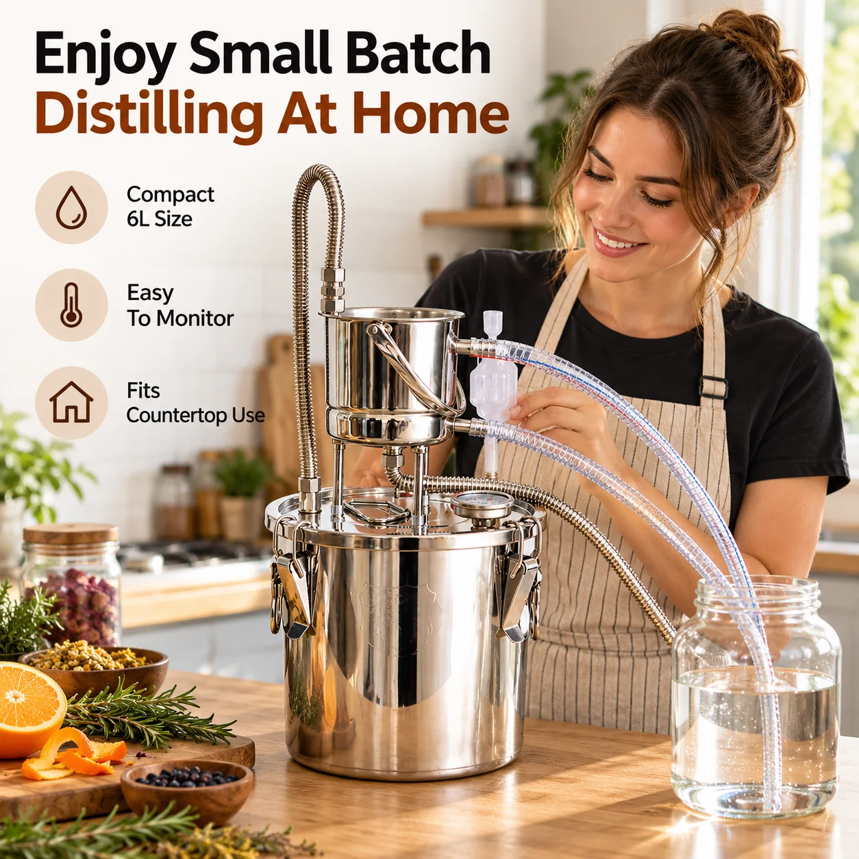 AOLIVIYA 6L Stainless Steel Alcohol Distiller Home Brewing Still Kit Water Distillation Equipment Brandy Maker Essential Oil