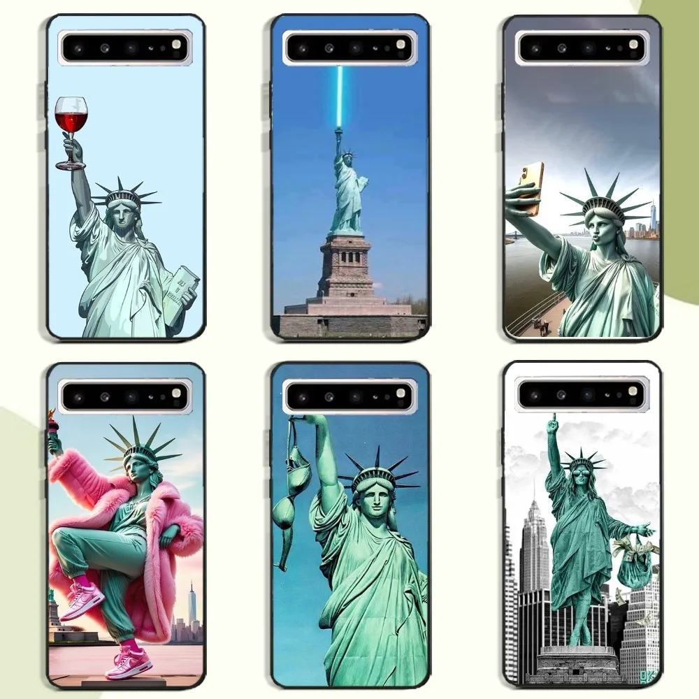 Funny Statue Of Liberty Phone Case For Samsung Galaxy A52 A12 A51 S21 Edge S22ULTRA S23 S24 S20LITE Plus Ultra Black Cover