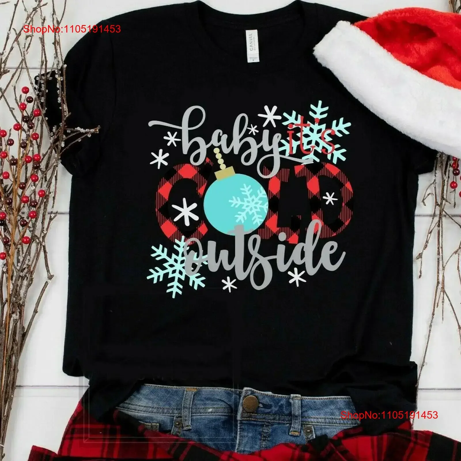 

NEW Baby It's Cold Outside Christmas Ornaments Holiday T Shirt S 3X vintage Washed graphic Slightly homme Top For Everyday Wear