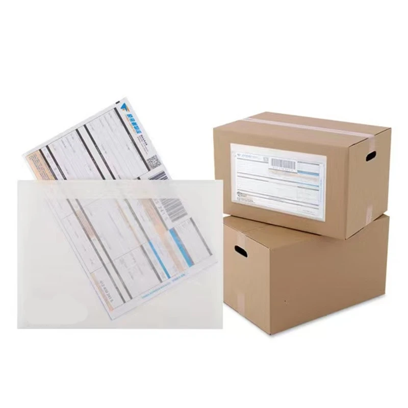 50pcs/Lot Plastic Backpack  Bags Transparent Bill Bag Single Invoice Paper Size Packing Stickers Courier Bag Mailing Document